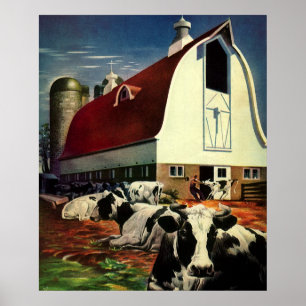 Affiches Entreprise vintage, Vaches laitières Holstein sur