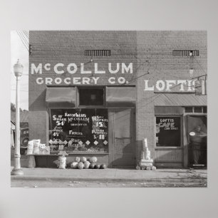 Affiches Épicerie de petite ville, 1935. Photo vintage