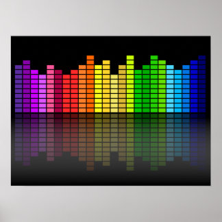 Affiches Equaliseur de musique coloré avec Réflexion, Techn
