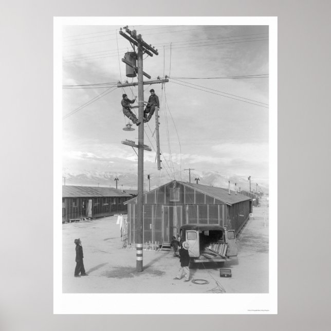 Affiches Équipe de ligne au travail à Manzanar 1943 (Devant)