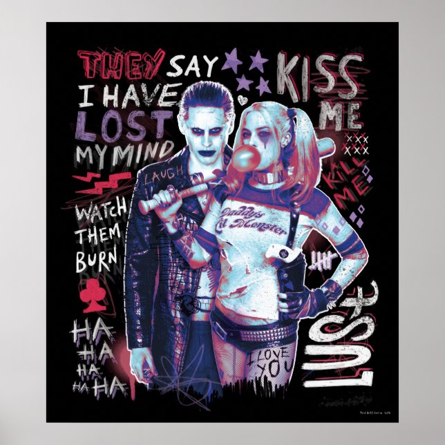 Affiches Équipe de suicide | Joker & Harley Typographie Pho (Devant)