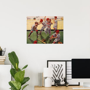 Affiches Équipe vintage De Baseball Sports, Boys Roughhousi