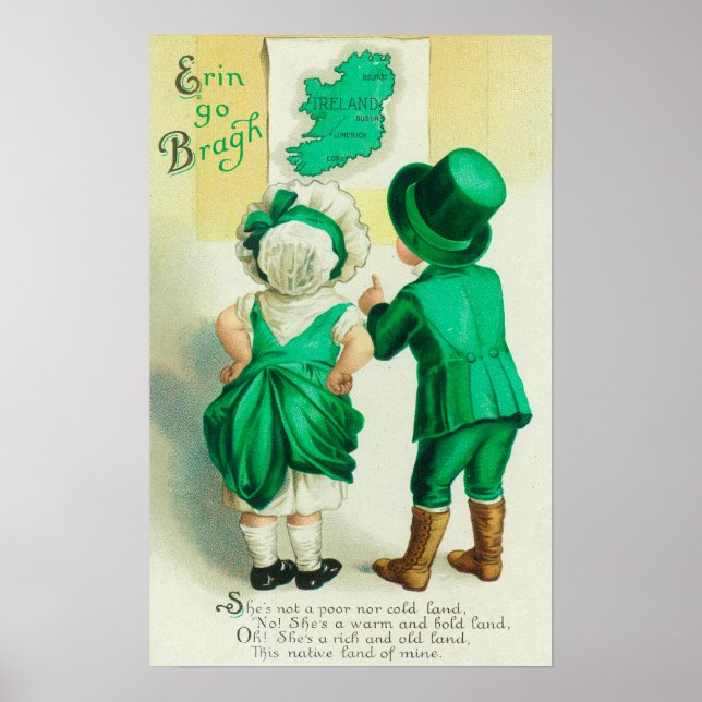 Affiches Erin Go Bragh Couple regardant Irlande Carte (Devant)