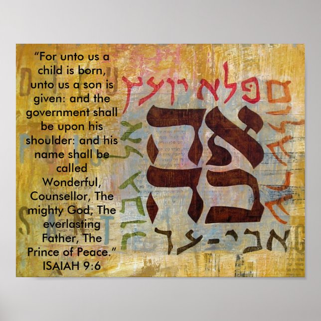 Affiches Ésaïe 9: 6 : "Pour nous, un enfant naît, pour... (Devant)