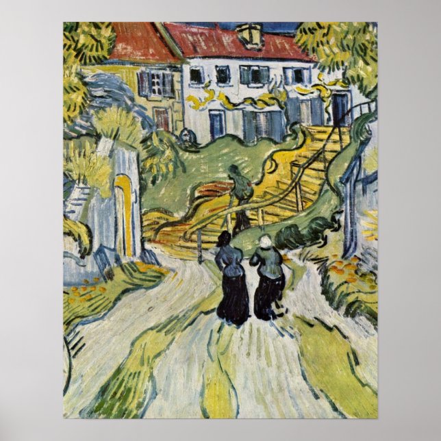 Affiches Escalier d'Auvers par Vincent Willem van Gogh (Devant)