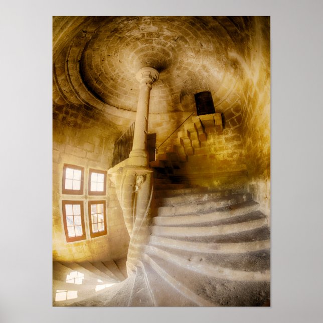 Affiches Escalier en spirale du château, France (Devant)