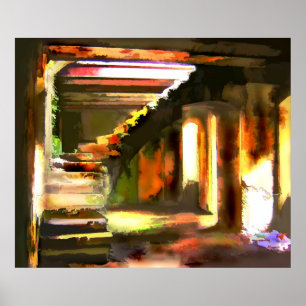 Affiches Escalier vers un sous-sol vide