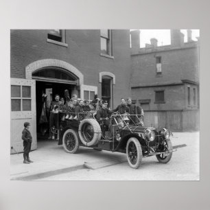 Affiches Escouade de pompiers Packard, 1911. Photo ancienne