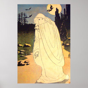 Affiches Esprit de Lune de Chauve-Souris Sorcière Fantôme