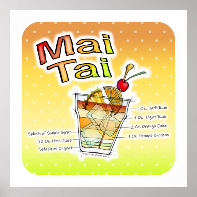 AFFICHES ET IMPRESSIONS DE RECETTE DE COCKTAIL MAI (Devant)