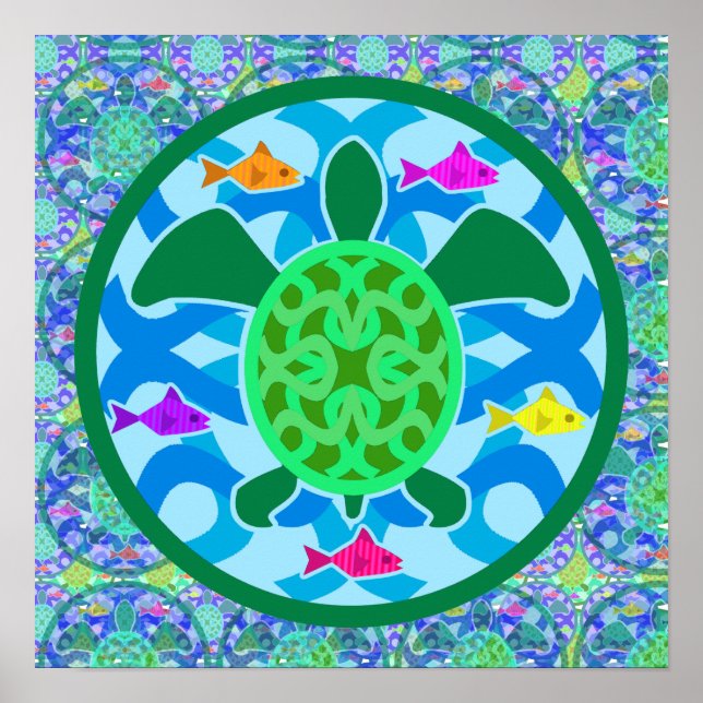 Affiches et imprimés de la tortue verte (Devant)