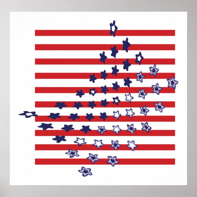 Affiches et imprimés du drapeau américain Abstrait (Devant)