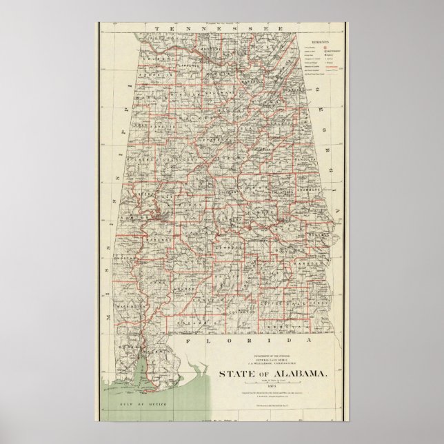 Affiches État de l'Alabama (Devant)