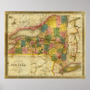 Affiches État de New York par des bavures de CAD