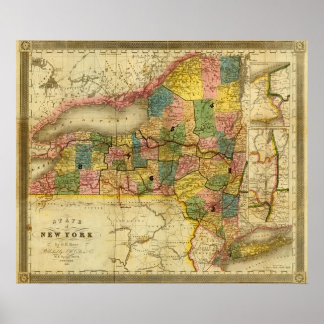 Affiches État de New York par DH Burr (Devant)