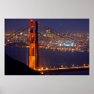 Affiches États-Unis, Californie. Golden Gate Bridge la nuit