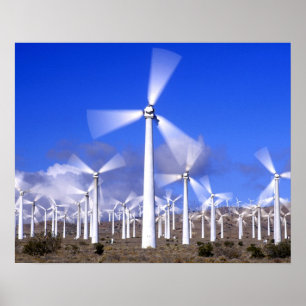 Affiches États-Unis, Californie, Mojave. Vue d'une éolienne