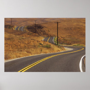 Affiches États-Unis, Californie. Route de campagne sinueuse