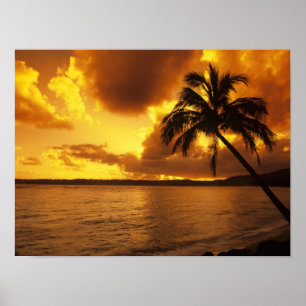 Affiches États-Unis, Hawaï, Kauai, Lever de soleil coloré d