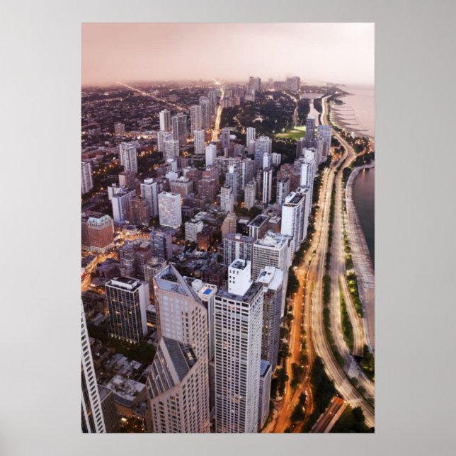 Affiches États-Unis, Illinois, Chicago, Vue aérienne du lac (Devant)