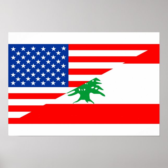 Affiches etats-unis lebanon demi drapeau états-unis (Devant)