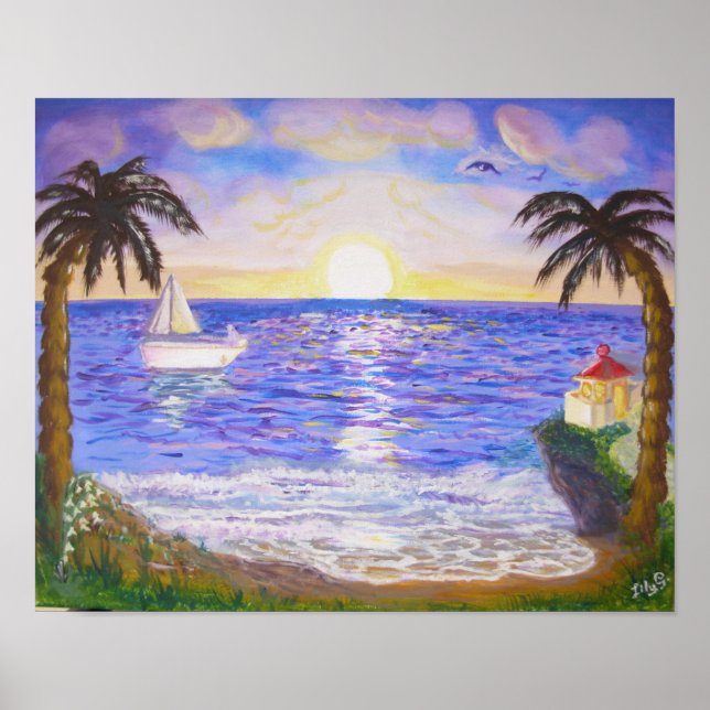 Affiches Été calme à la plage (Devant)