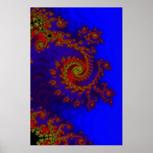 Affiches Éternité   Art fractal bleu et rouge
