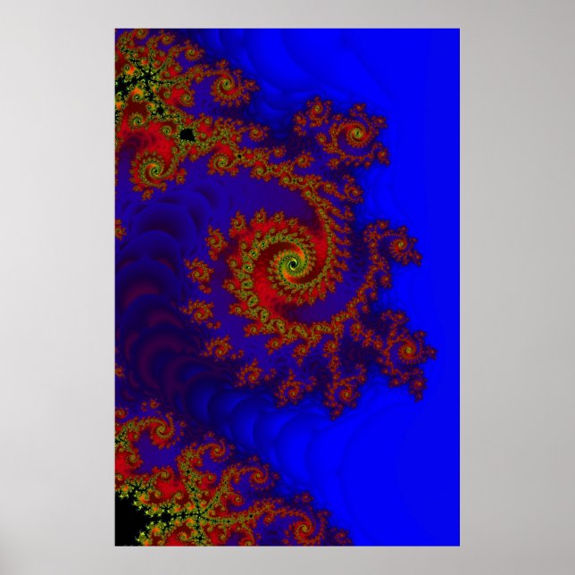 Affiches Éternité | Art fractal bleu et rouge (Devant)