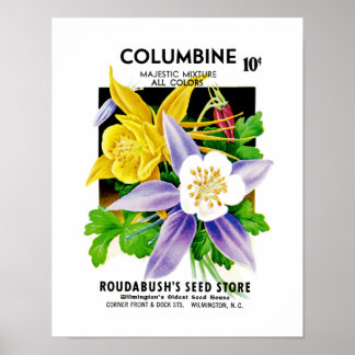 Affiches Étiquette Columbine Seed Packet