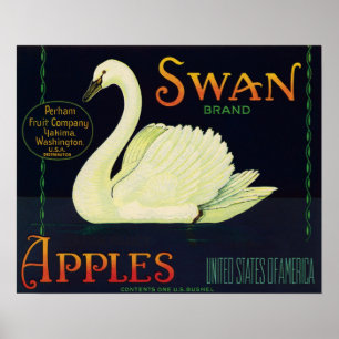 Affiches Étiquette Crate de pommes de marque Swan
