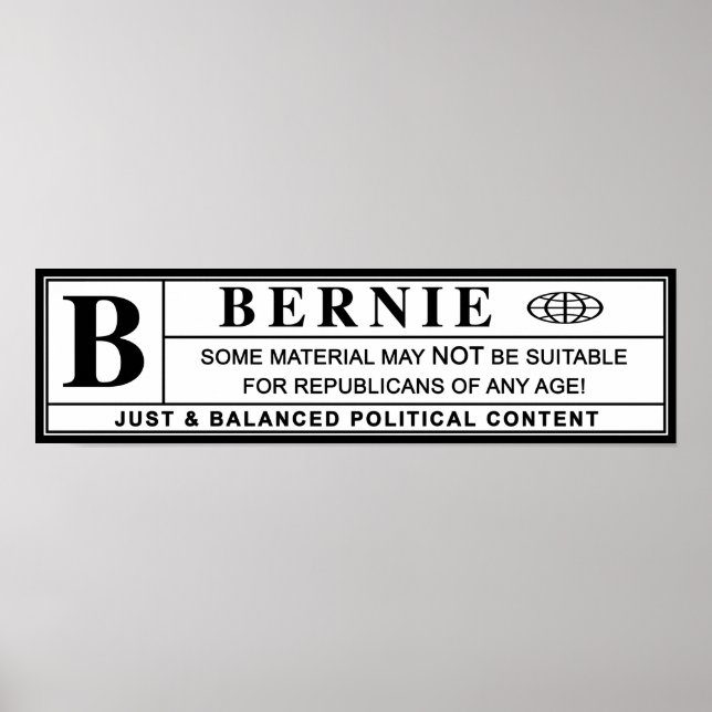 Affiches Étiquette d'avertissement Bernie Sanders (Devant)