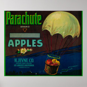 Affiches Étiquette de caisse d'Apple de parachute