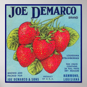 Affiches Étiquette de caisse de la Louisiane Stawberry -