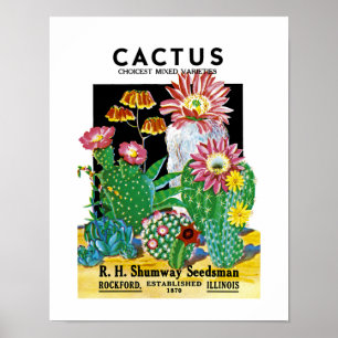 Affiches Étiquette de paquets de semences Cactus