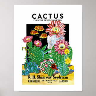 Affiches Étiquette de paquets de semences Cactus