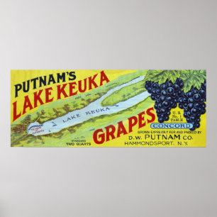 Affiches Étiquette de raisins Concorde de Keuka du lac
