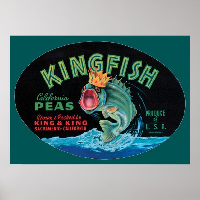 Affiches Étiquette de tourbe de poisson vintage (Devant)