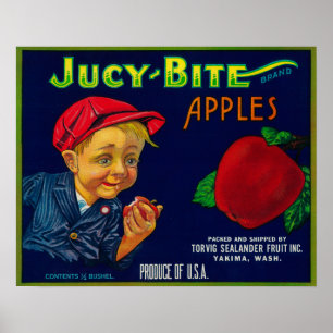 Affiches Étiquette du taux de pomme Jucy BiteYakima, WA