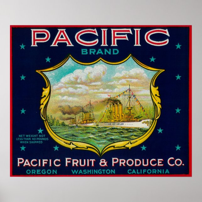 Affiches Étiquette Pacific Apple Crate (Devant)