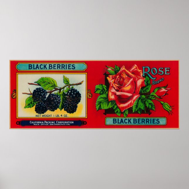 Affiches Étiquette rose Blackberry (Devant)