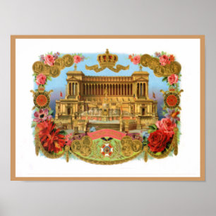 Affiches Étiquette vintage boîte à cigares - Rome