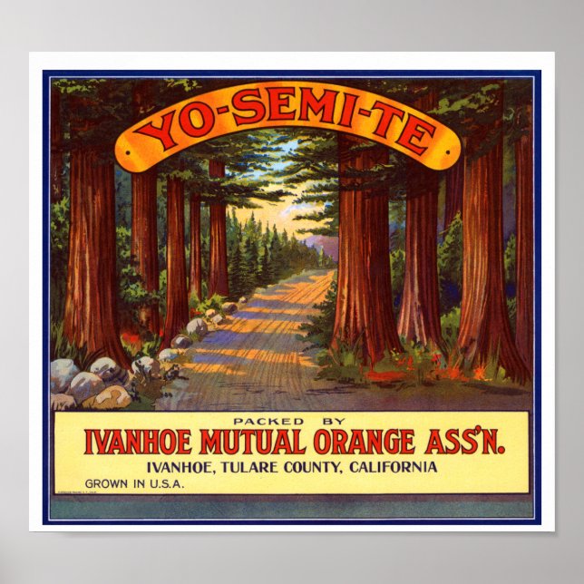 Affiches Étiquette vintage Yo-Semi-Te Orange (Devant)