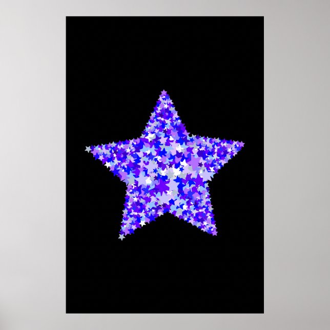 Affiches Étoile d'étoiles bleue et violette (Devant)