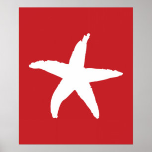 Affiches Etoile marine rouge et blanche