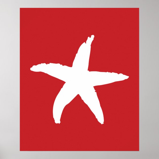Affiches Etoile marine rouge et blanche (Devant)