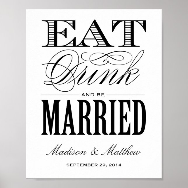 Affiches Être Marié | Panneau de Réception de Mariage (Devant)
