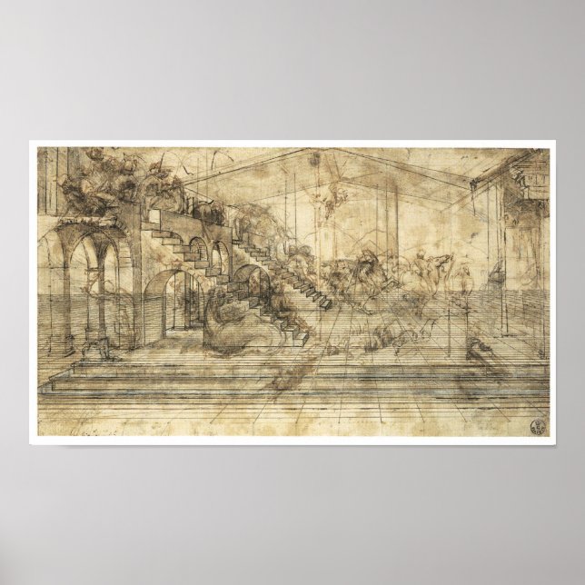 Affiches Étude de perspective "Adoration de Magi", Da Vinci (Devant)