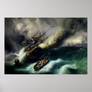 Affiches Étude pour l'incendie du 'Kent' en 1825