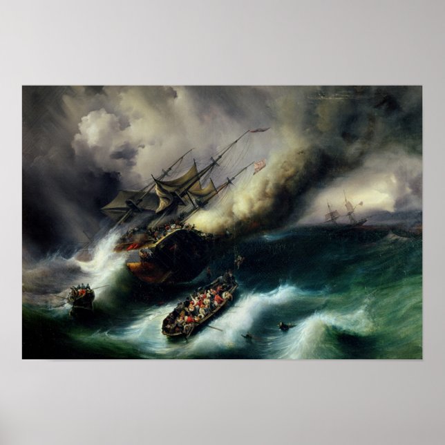 Affiches Étude pour l'incendie du 'Kent' en 1825 (Devant)