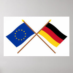 Affiches EU and Germany Crossed Flags